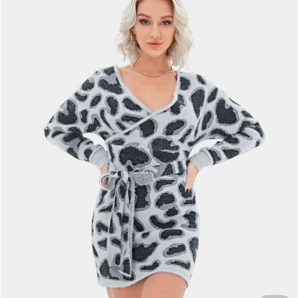 Size L bodycon faux wrap knit dress from Halara
